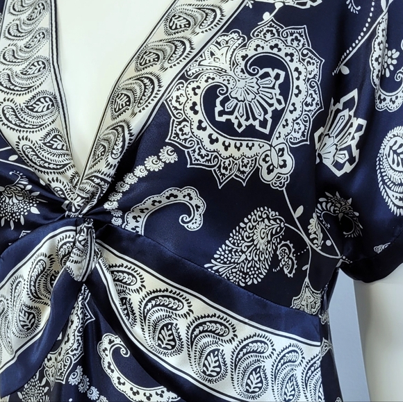 100% SILK Boho Paisley Tunic Blouse - Picture 8 of 8